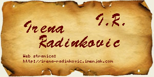 Irena Radinković vizit kartica